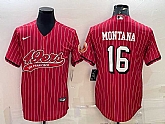 Men's San Francisco 49ers #16 Joe Montana Red Pinstripe Color Rush With Patch Cool Base Stitched Baseball Jersey,baseball caps,new era cap wholesale,wholesale hats